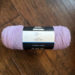 Mainstays 5 Oz Sparkle Acyrilic Yarn Metallic Sweet Violet 1 Skein New